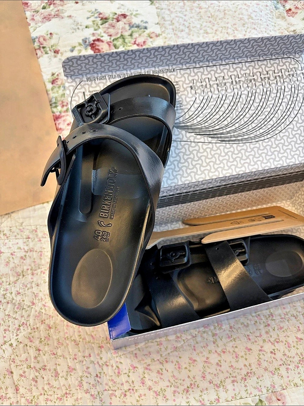 NEW Birkenstock Arizona EVA Black Two-Strap Sandals